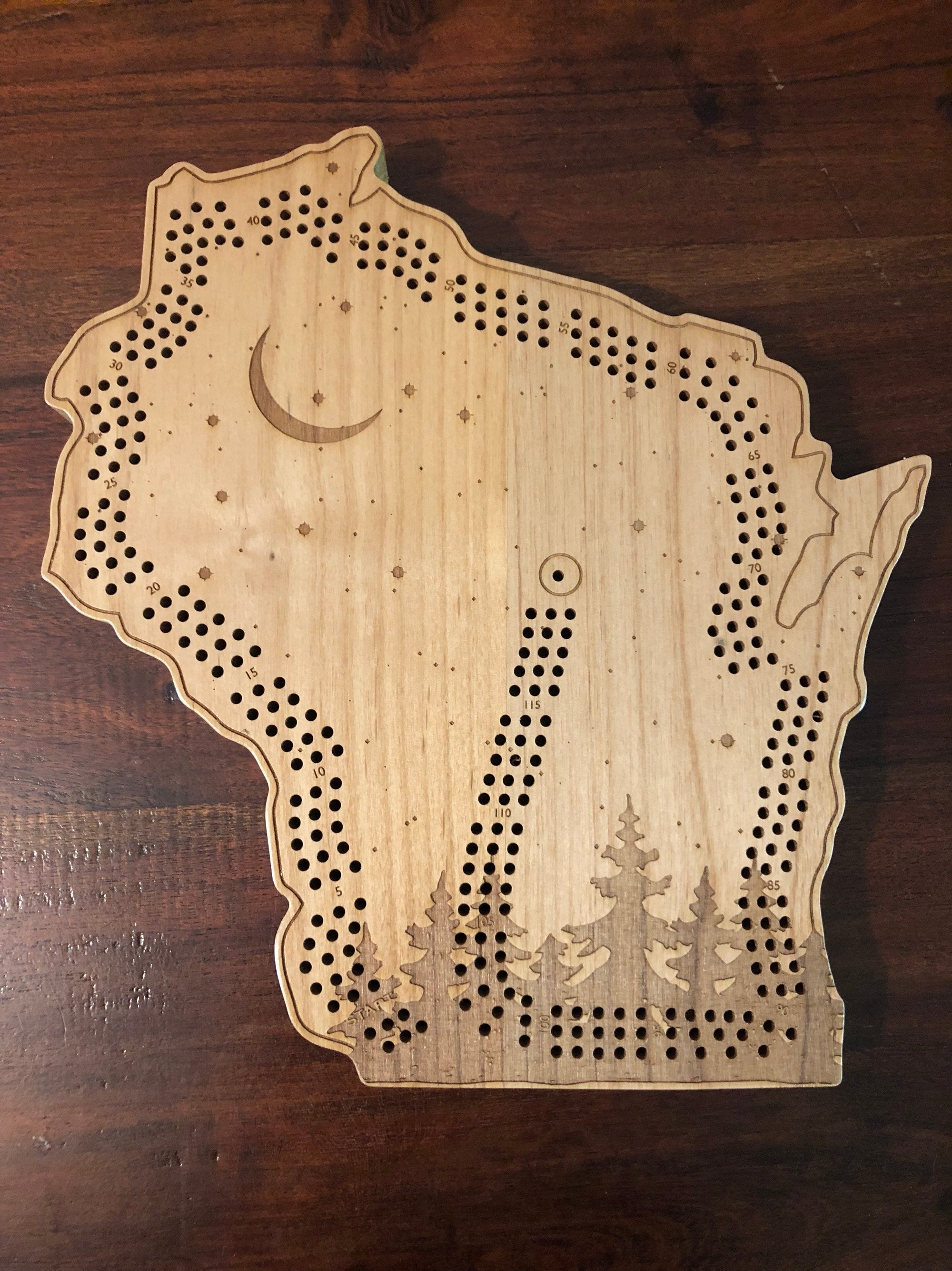 Up North Wisconsin Cribbage Board & Wall Display Big Fish Woodworks