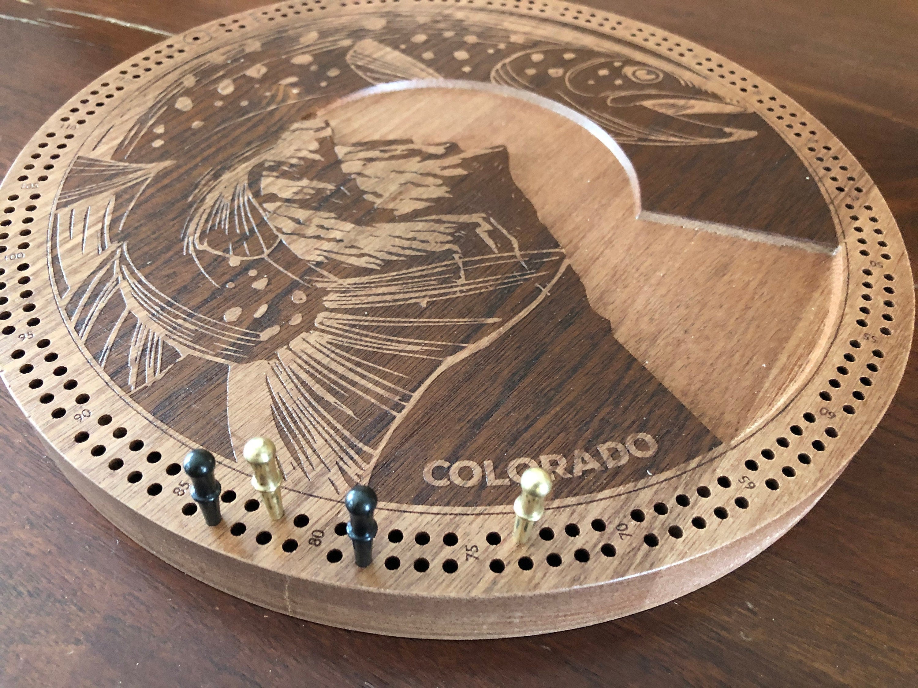 Colorado Trout and Mountain Cribbage Board & Wall Display