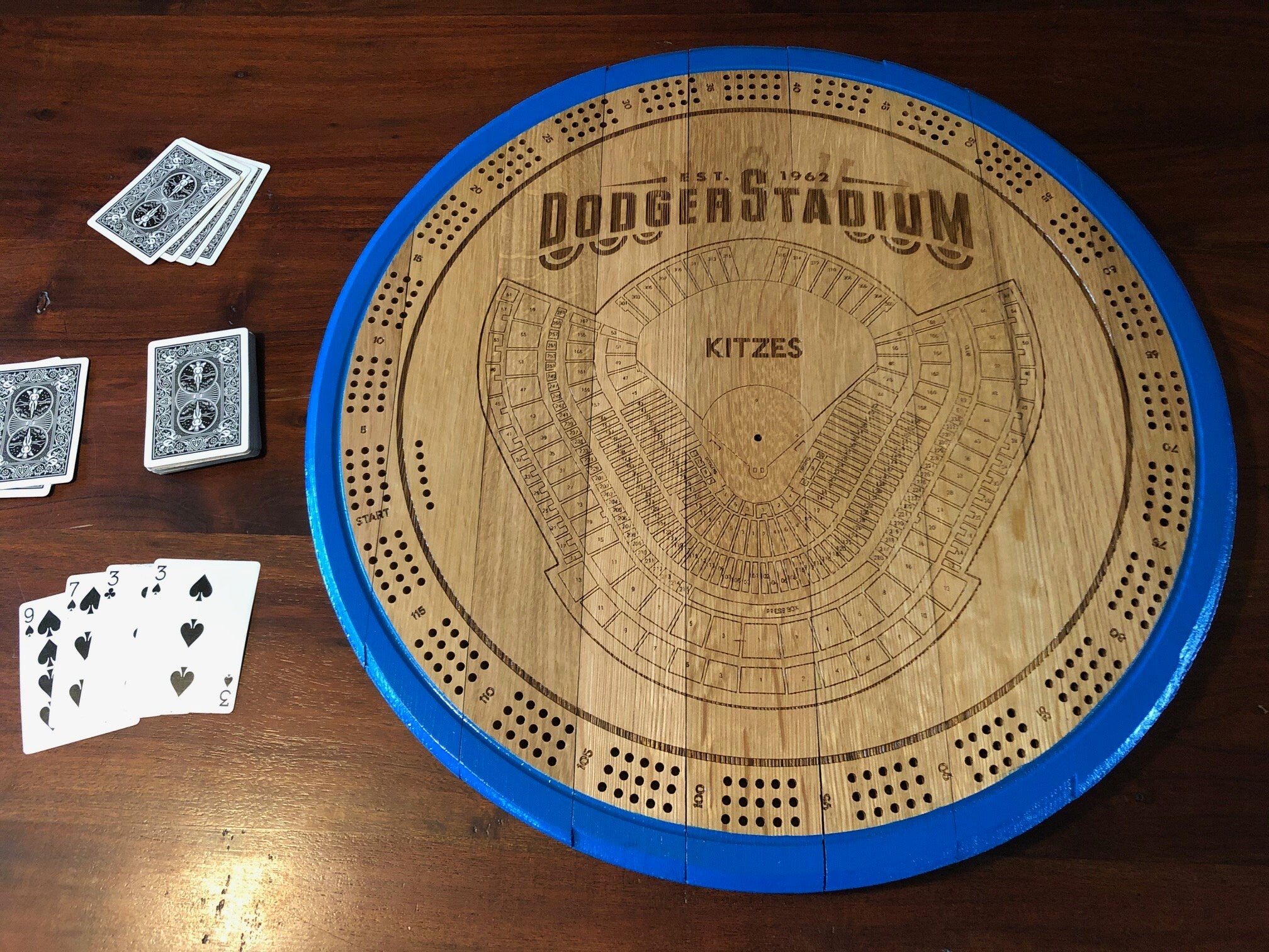 Personalized, Customized Barrel End Cribbage Board & Wall Display