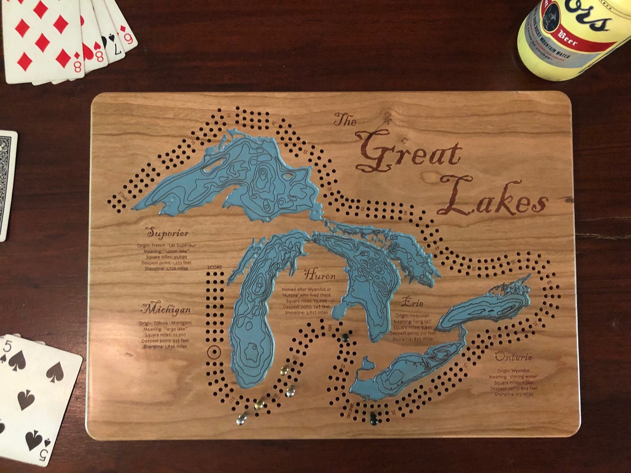 Great Lakes Cribbage Board & Wall Display