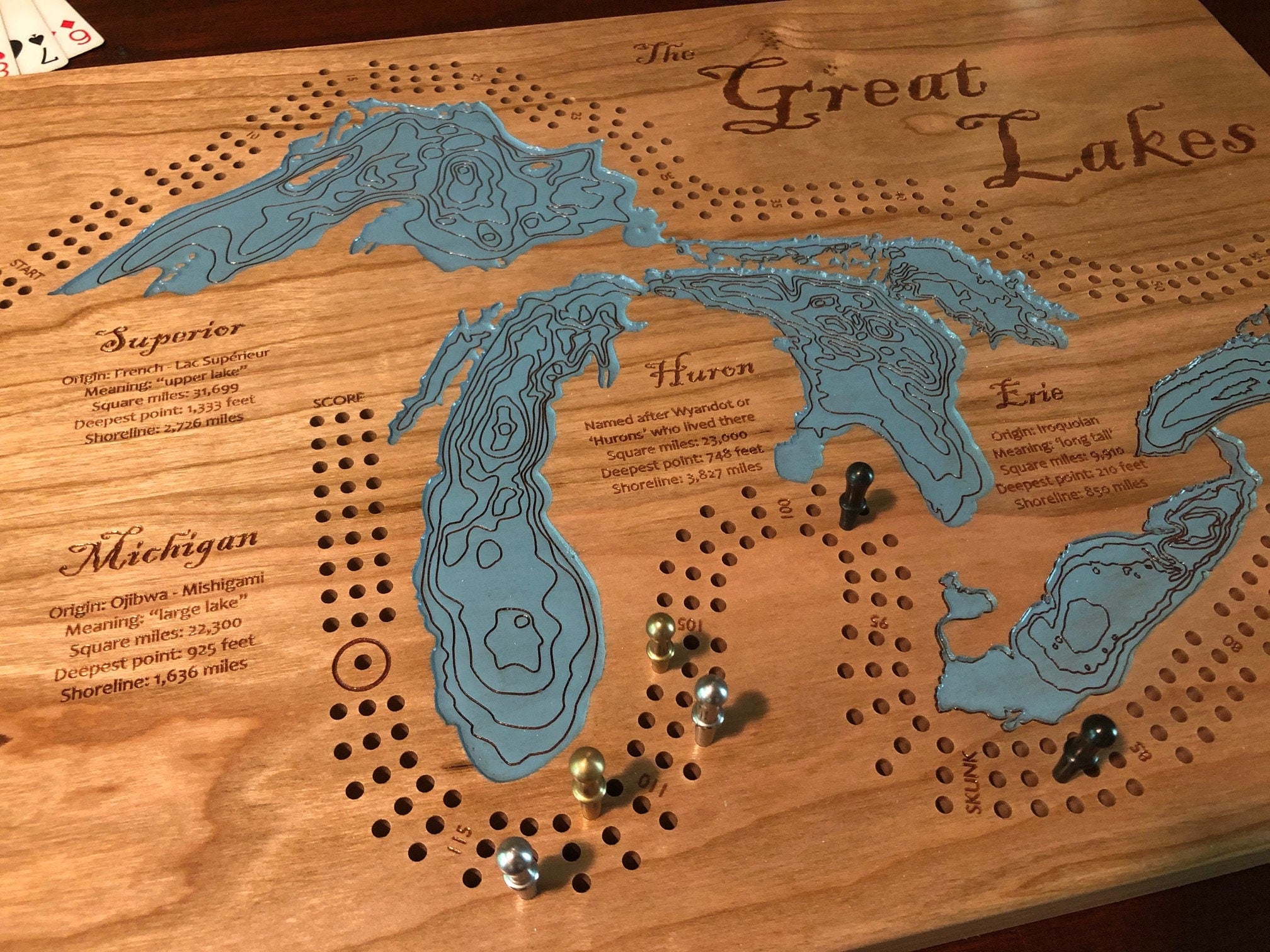 Great Lakes Cribbage Board & Wall Display