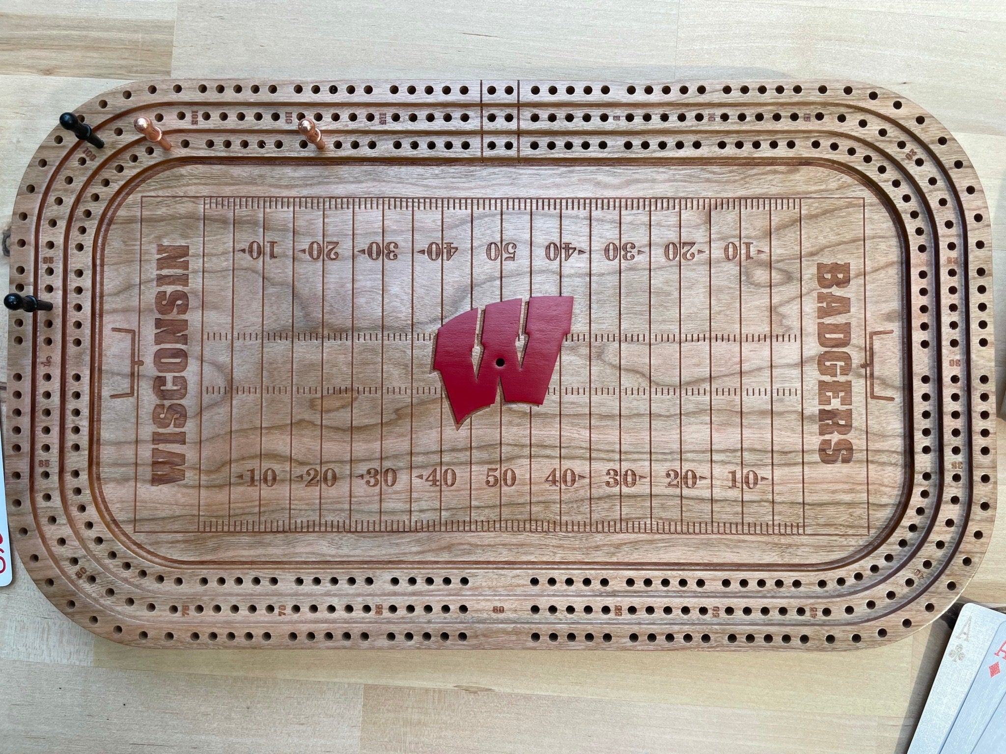 University of Wisconsin - Camp Randall Stadium/Badger Hockey - Cribbage Board & Wall Display