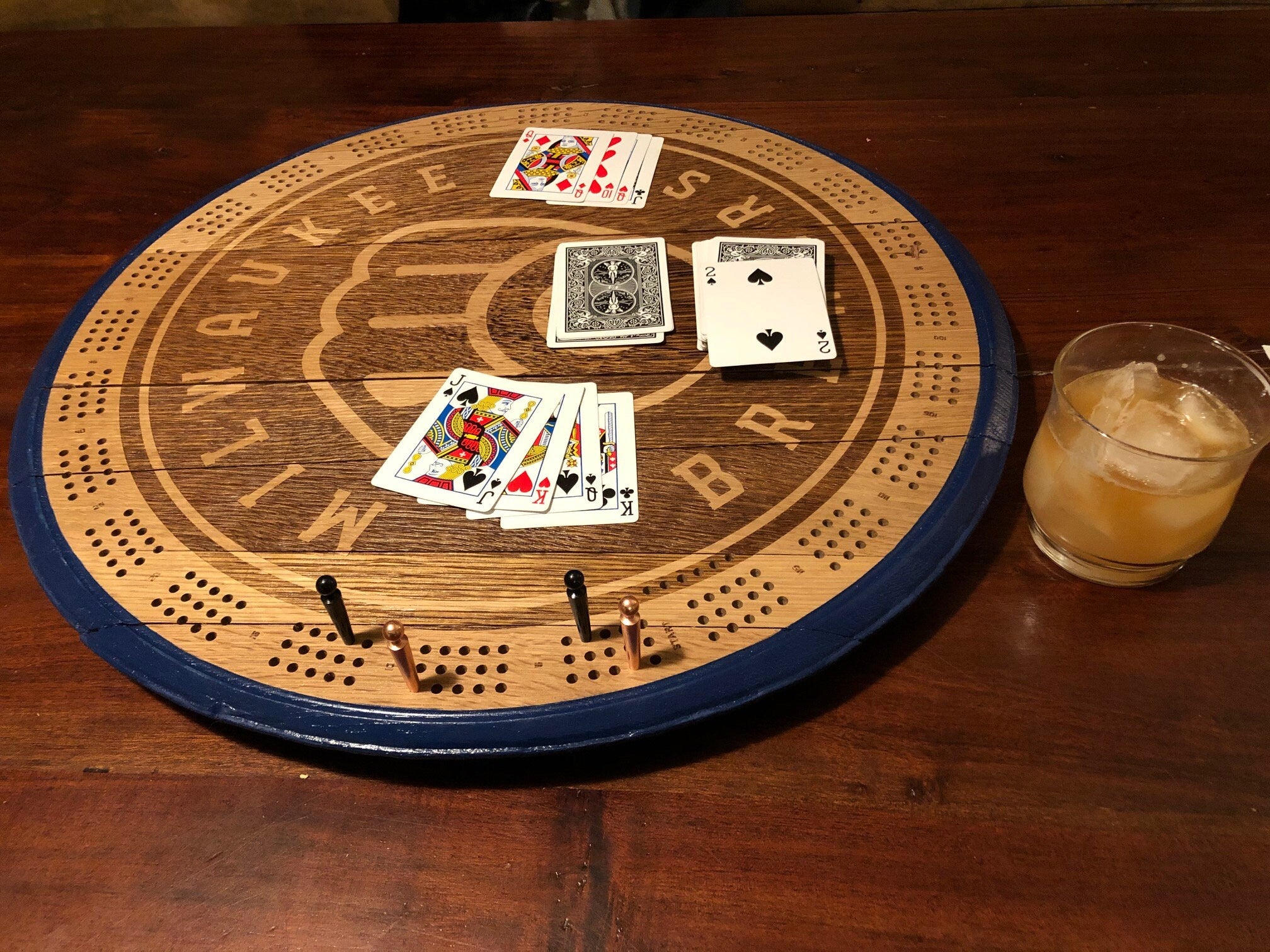 Personalized, Customized Barrel End Cribbage Board & Wall Display