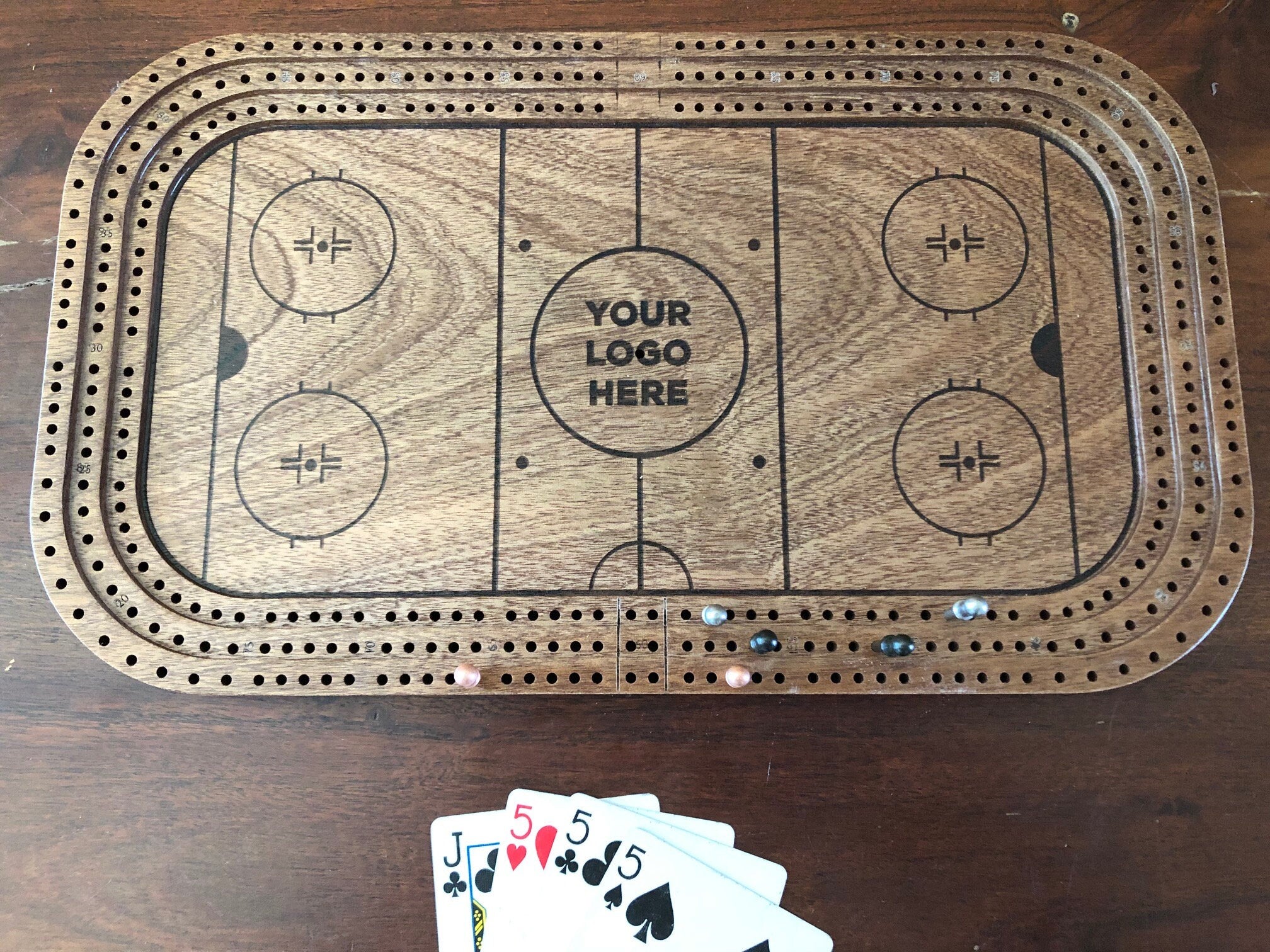 Personalized Hockey Rink/Football Stadium Cribbage Board & Wall Display