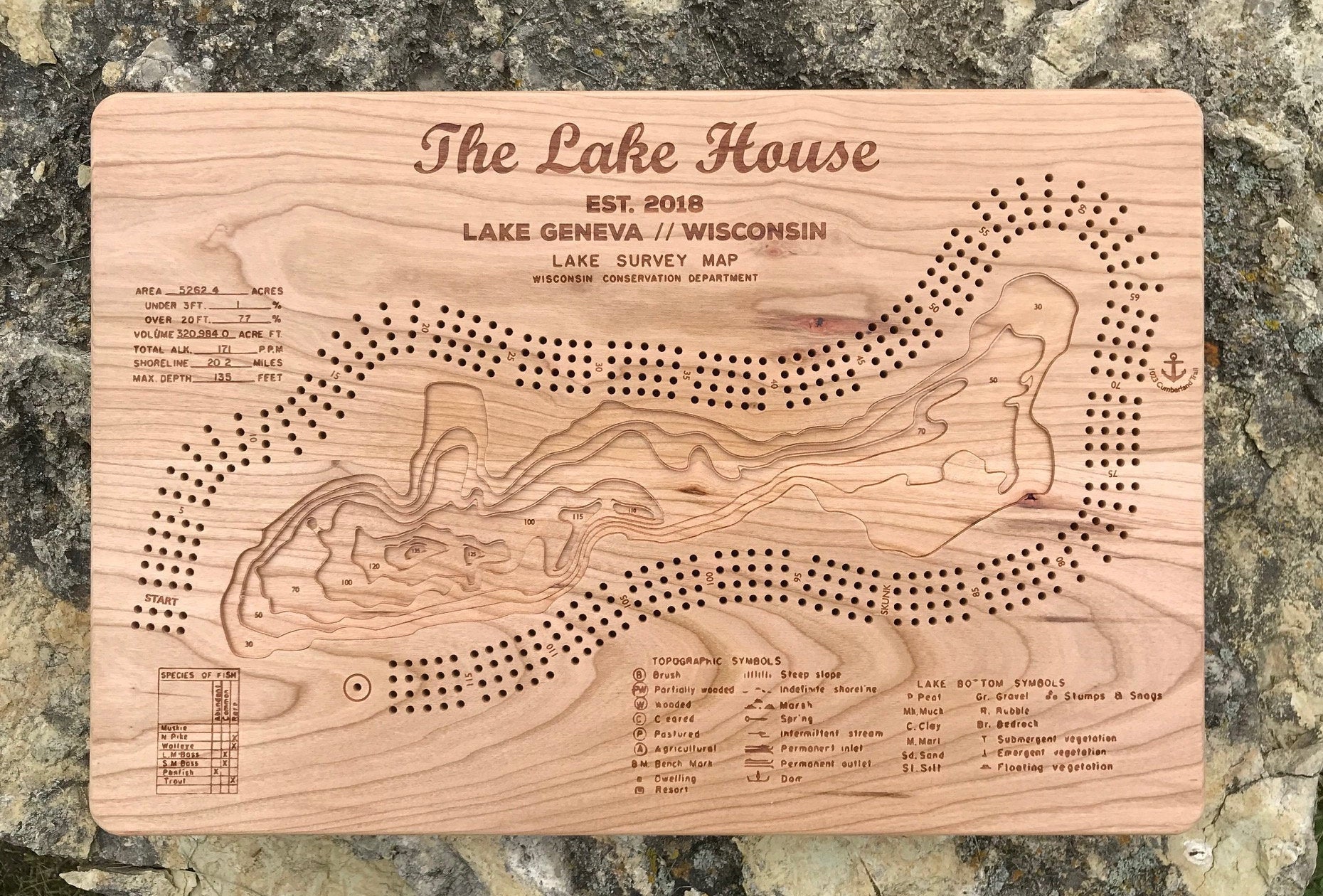 Personalized, Customized Lake Cribbage Board & Wall Art