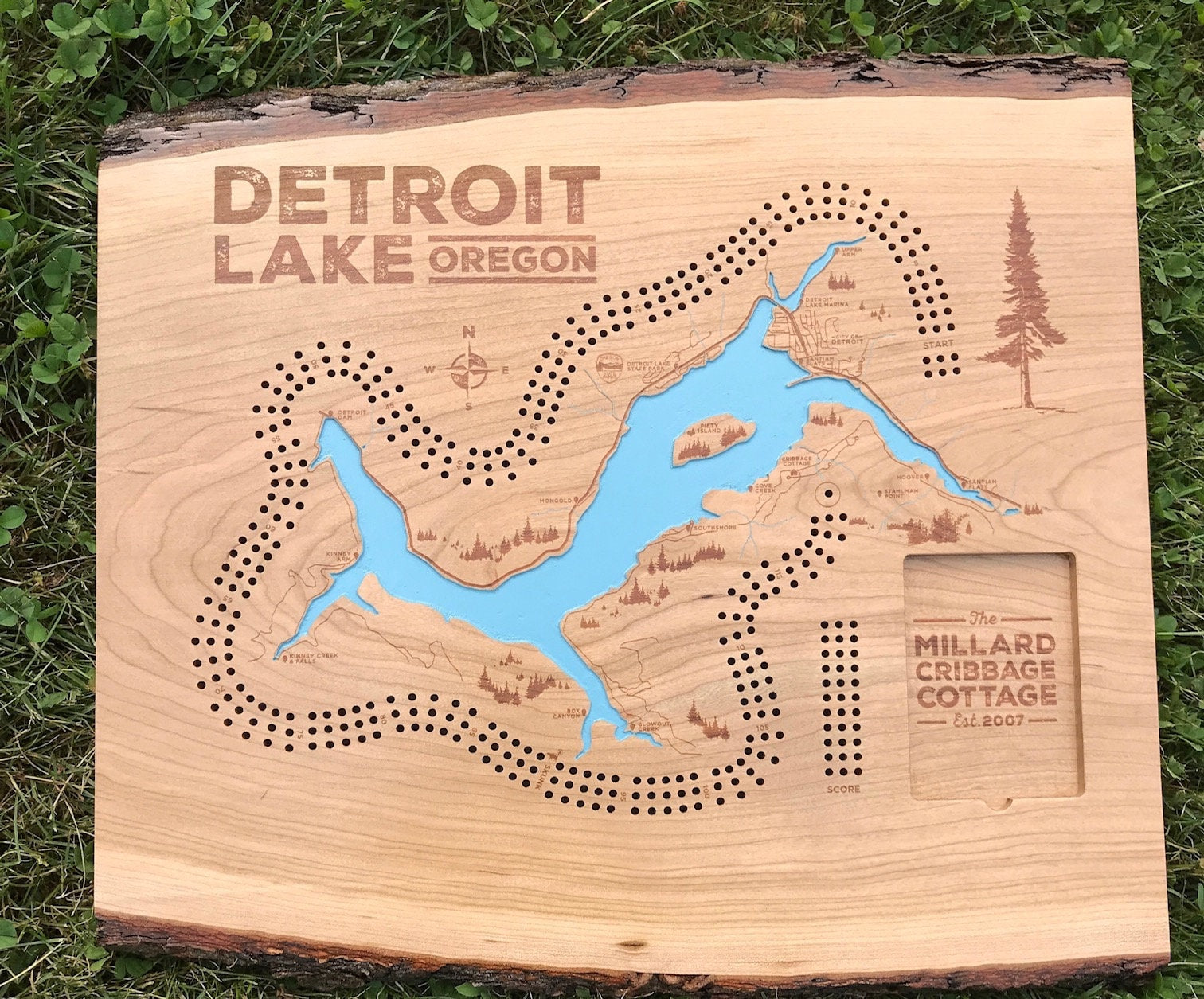 Personalized, Customized Lake Cribbage Board & Wall Art