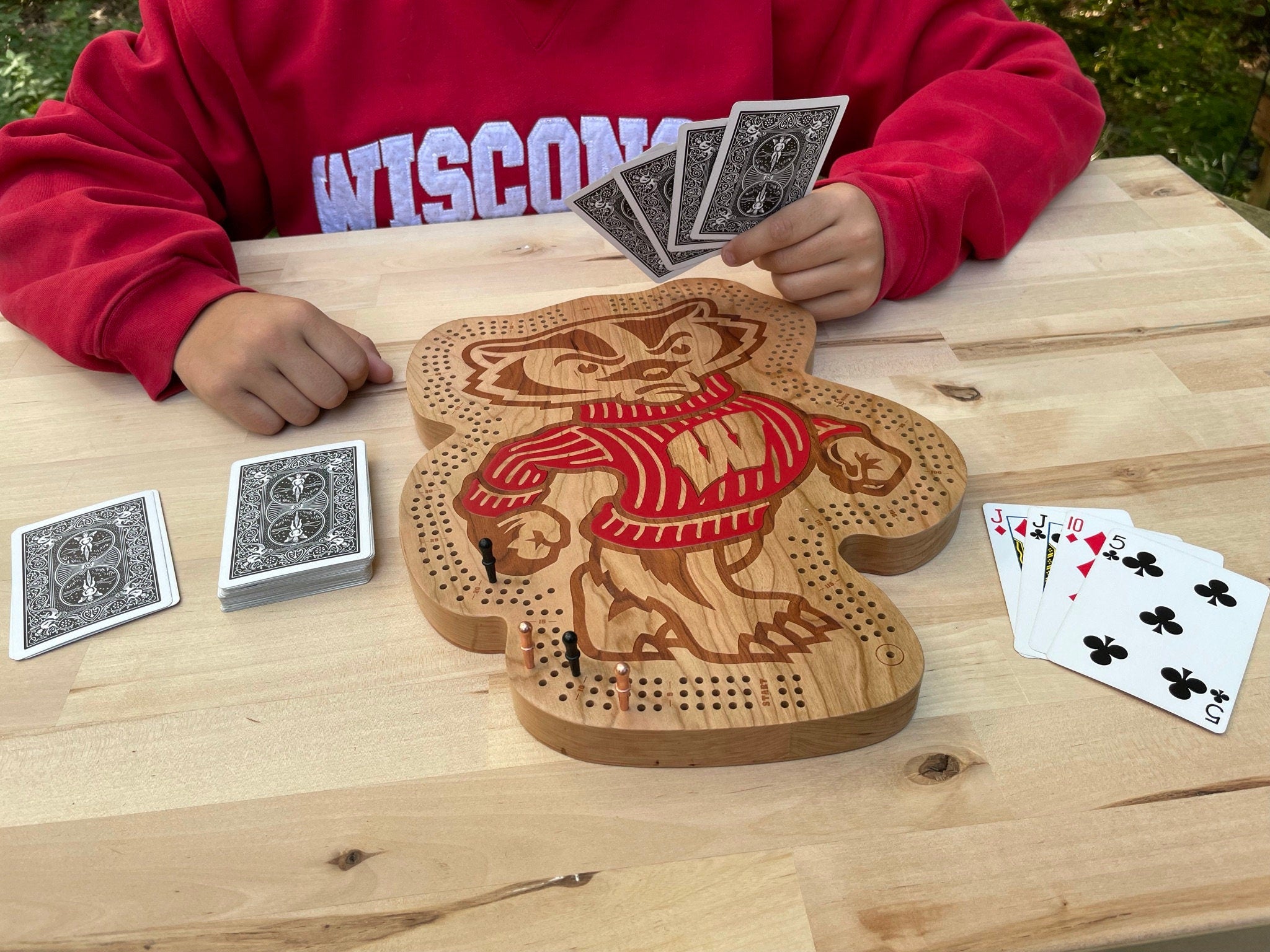 University of Wisconsin - Bucky Badger Cribbage Board & Wall Display