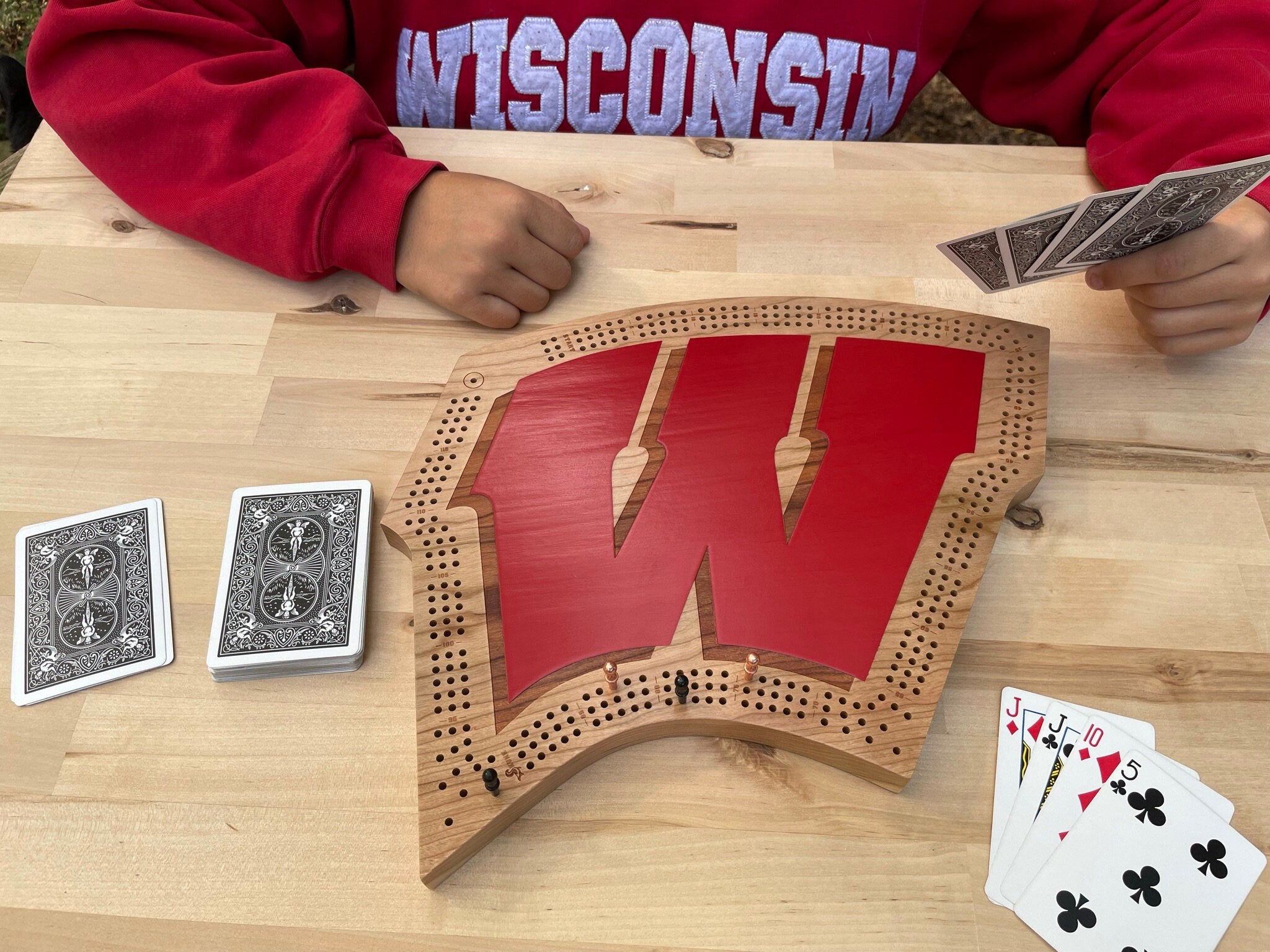 University of Wisconsin "Motion W" Cribbage Board & Wall Display