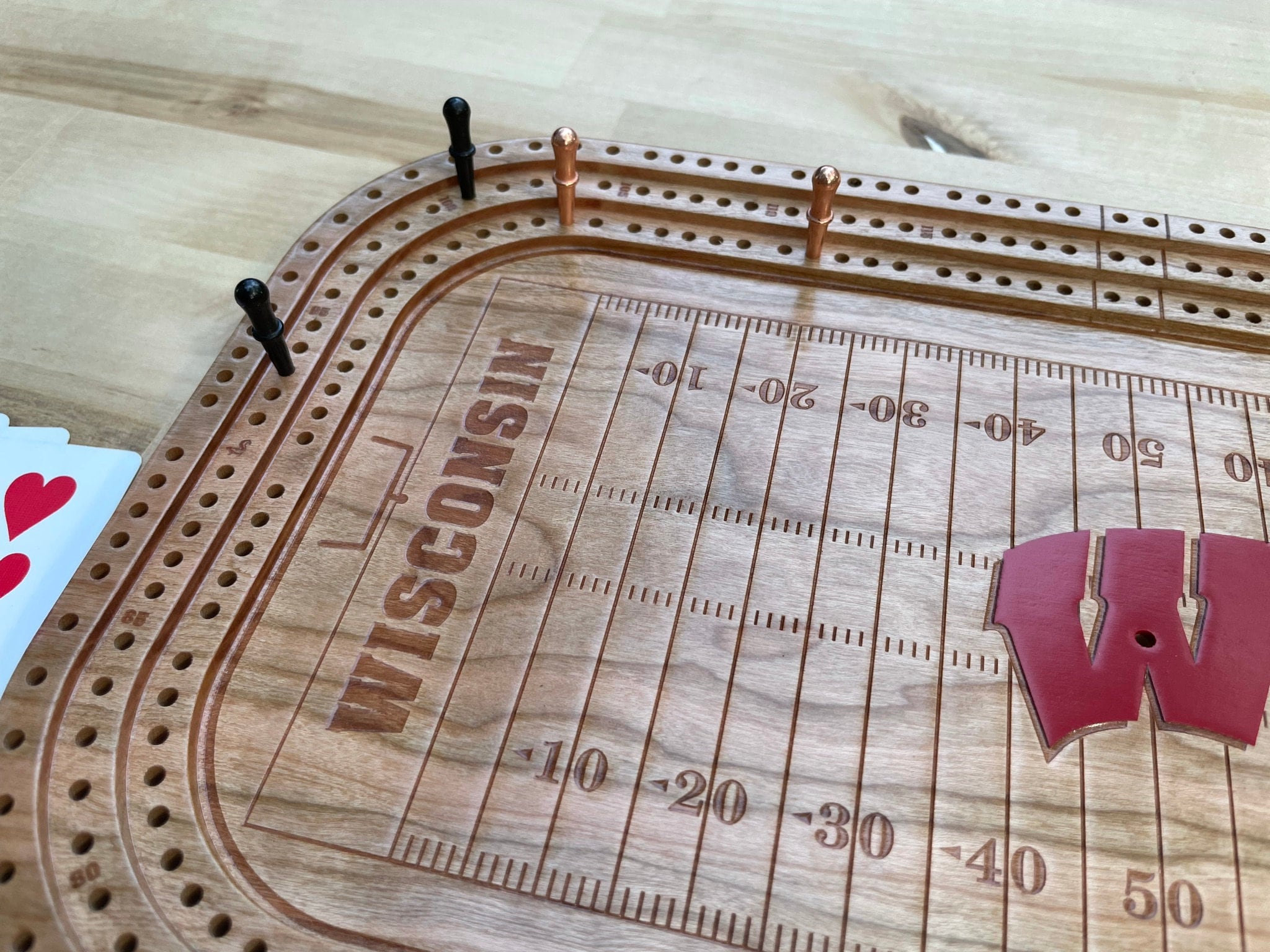 University of Wisconsin - Camp Randall Stadium/Badger Hockey - Cribbage Board & Wall Display