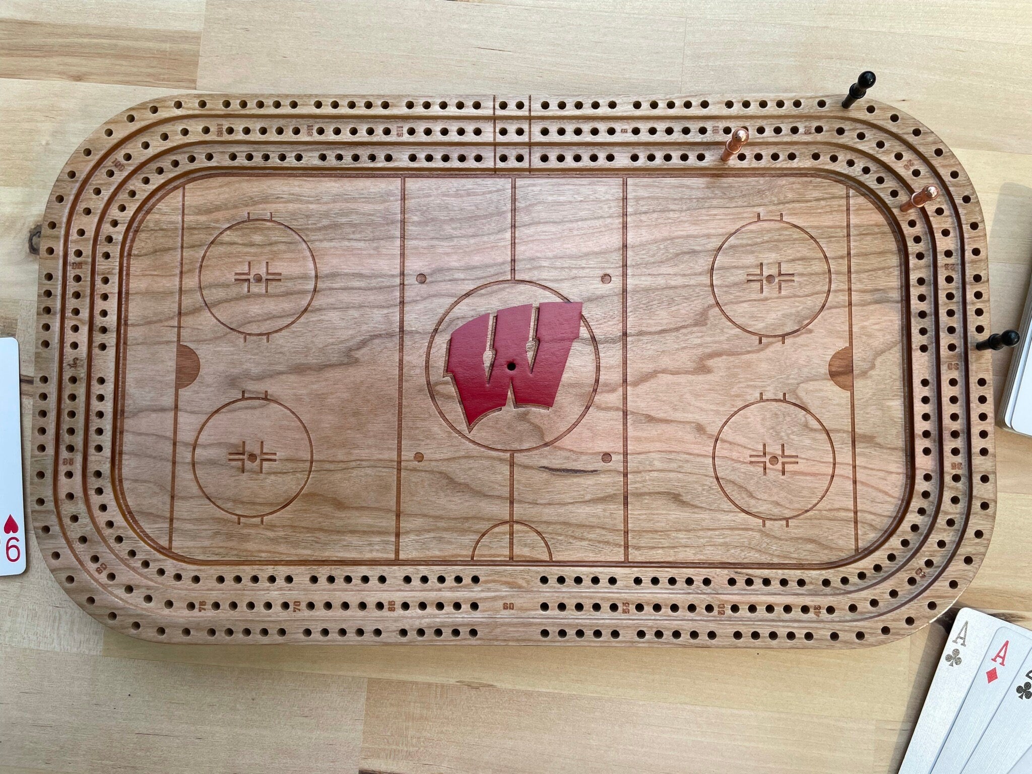 University of Wisconsin - Camp Randall Stadium/Badger Hockey - Cribbage Board & Wall Display